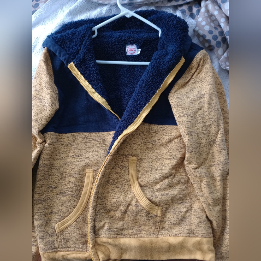Cozy Kids' Hoodie in Navy and Tan